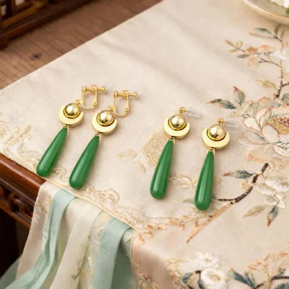 Maomao Inspired Earrings Green Jade Drop, Anime Cosplay Jewelry, Apothecary Diar